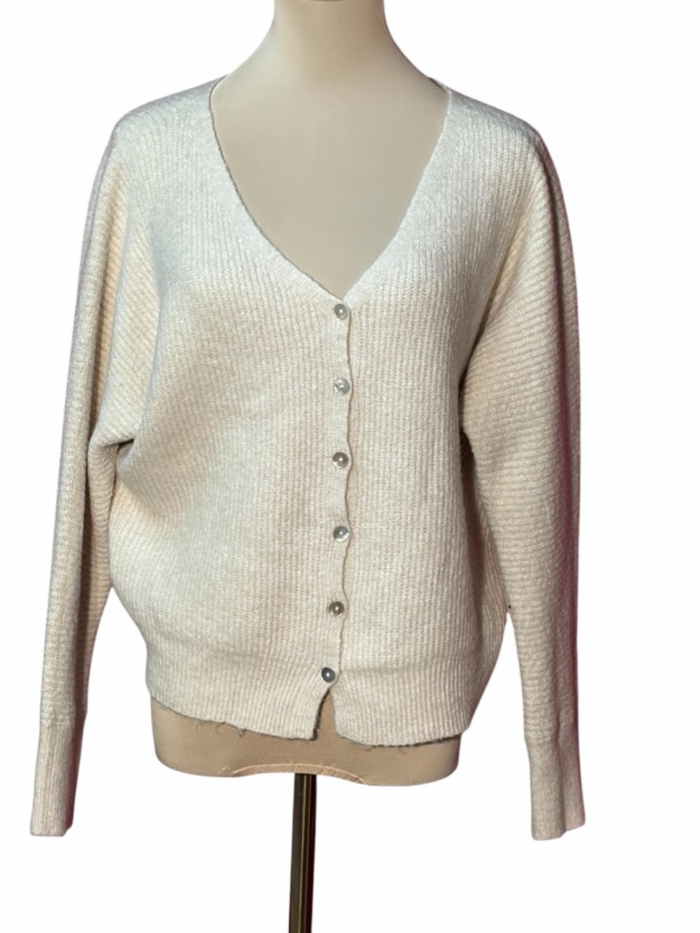 Staccato Cream V-Neck Button Front Cardigan Sweater